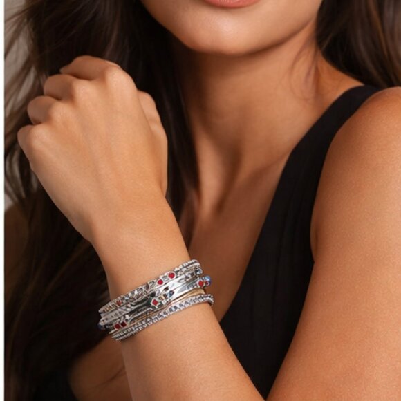 Multi-Layer Rhinestone Bangle Bracelet - Picture 3 of 5